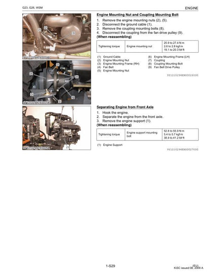 Kubota G 23 26 Mower Service Manual sample page with technical illustrations