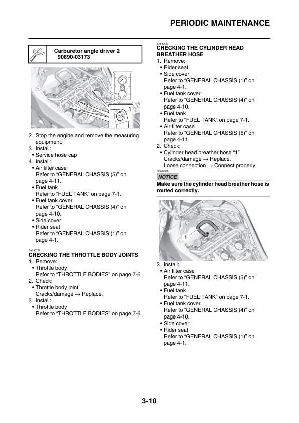 Yamaha XSR900 Motorcycle Service Manual table of contents