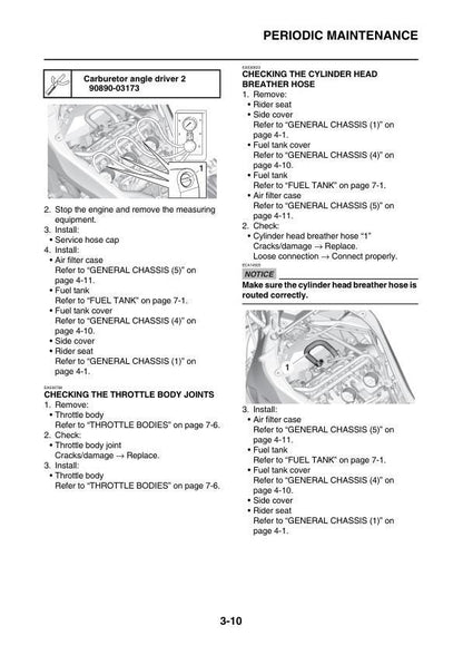 Yamaha XSR900 Motorcycle Service Manual table of contents