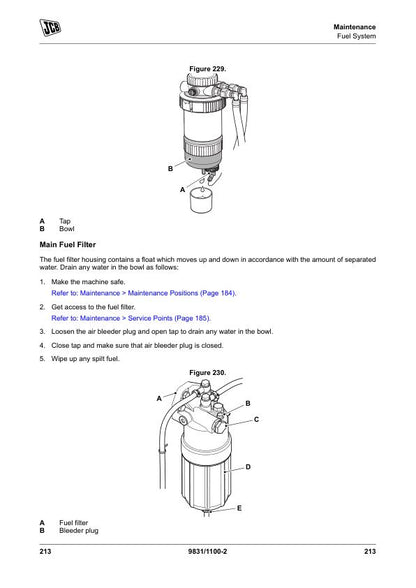 JCB JS300 JS330 JS370 Tracked Excavator Service Manual sample page with diagrams and specifications