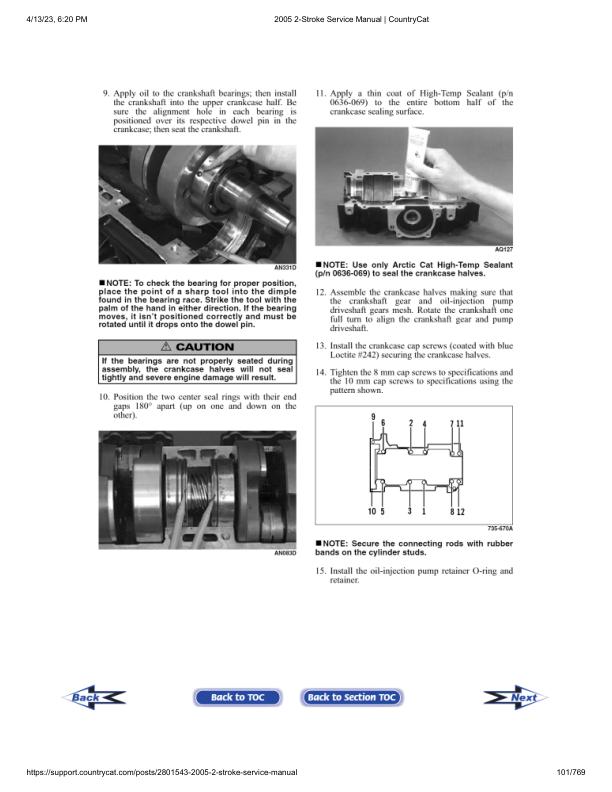 Arctic Cat F5 F6 F7 M5 M7 Panther Pantera ZR Snowmobile Service Manual sample page with diagrams and specifications