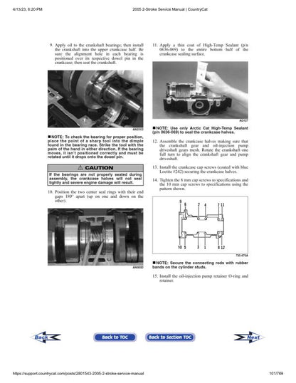 Arctic Cat F5 F6 F7 M5 M7 Panther Pantera ZR Snowmobile Service Manual sample page with diagrams and specifications