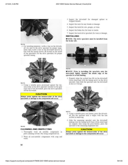 Arctic Cat Thundercat ZR 9000 Snowmobile Service Manual sample page with service data and tables