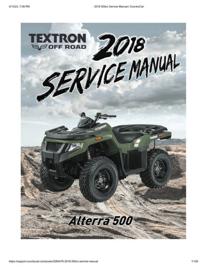 Arctic Cat Alterra 500 ATV Service Manual factory service manual title page