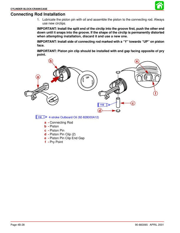 Mercury Mariner 40 45 50 Bigfoot Outboard Service Manual sample page from the repair manual
