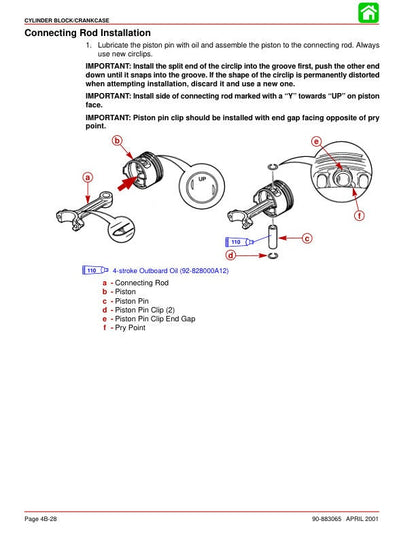 Mercury Mariner 40 45 50 Bigfoot Outboard Service Manual sample page from the repair manual