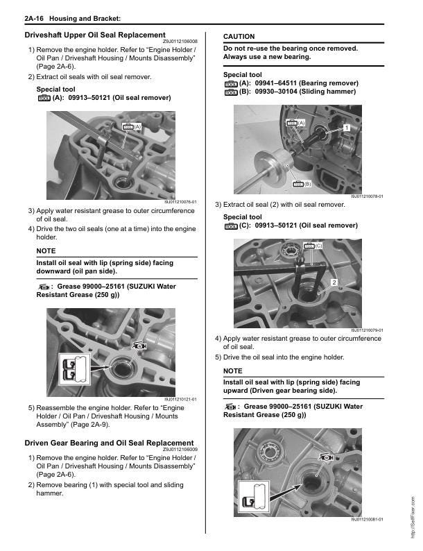 Suzuki DF70 DF80 DF90 Outboard Service Manual sample page with service data and tables