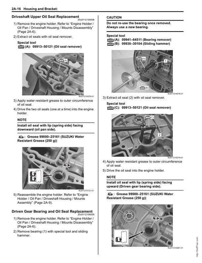 Suzuki DF70 DF80 DF90 Outboard Service Manual sample page with service data and tables