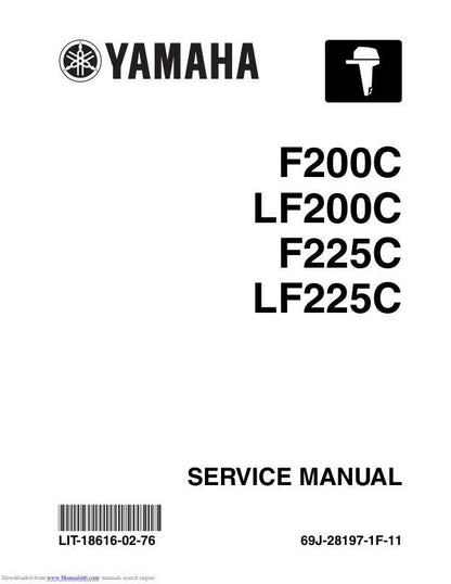 Yamaha 200C 225C Outboard Service Manual factory service manual title page
