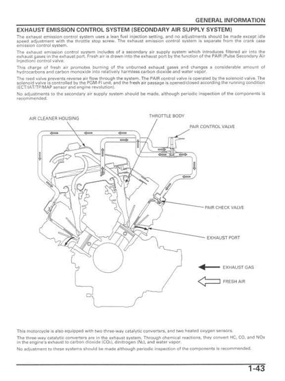 Honda VFR800/A Interceptor Motorcycle Service Manual sample page from service manual