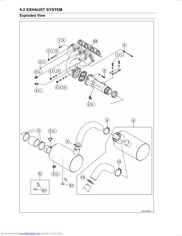 Kawasaki JetSki STX-15F Service Manual sample page with technical illustrations