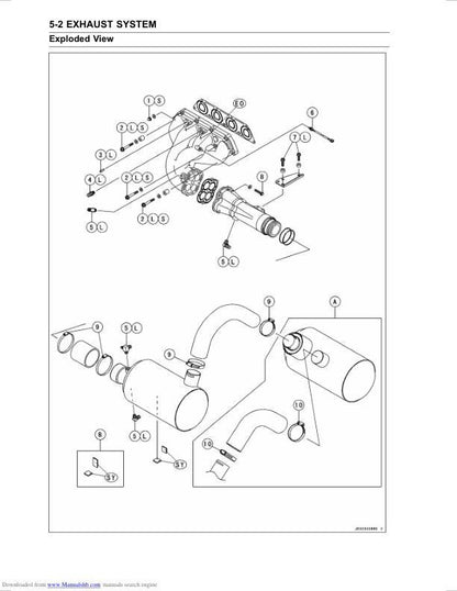 Kawasaki JetSki STX-15F Service Manual sample page with technical illustrations