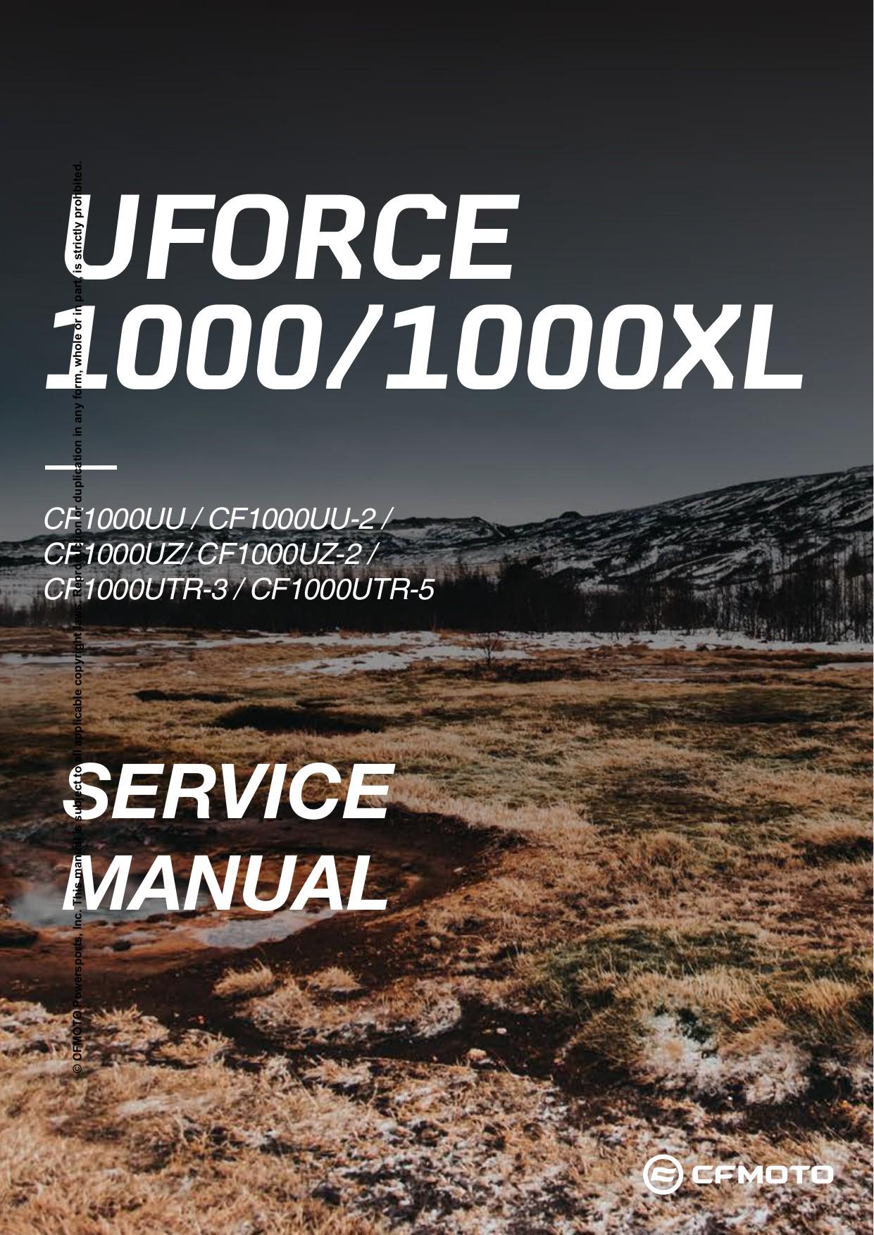 CFMOTO UFORCE U10 1000 UTV Service Manual factory service manual title page
