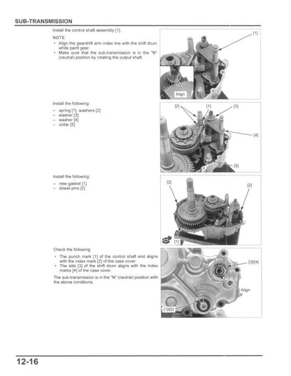 Honda Talon 1000 UTV Service Manual sample page with service data and tables