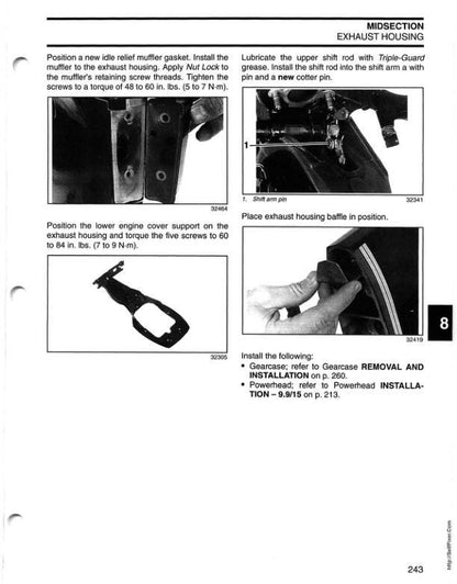 Johnson Evinrude 9.9-30 HP Outboard Service Manual sample page with service data and tables