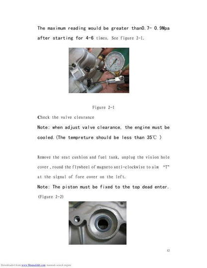 HiSun HS500 ATV-2 Service Manual sample page showing repair procedures