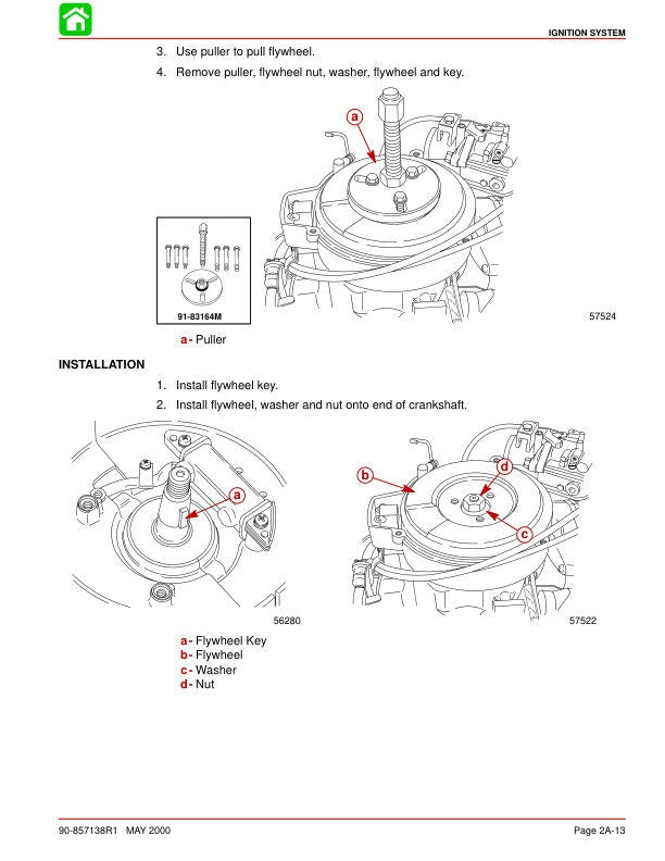 Mercury Mariner 4 sample page showing repair procedures