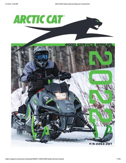 Arctic Cat Blast ZR LT M XR 4000 Snowmobile Service Manual factory service manual title page