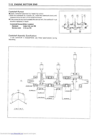 Kawasaki JetSki 1100 Zxi Service Manual sample page with service data and tables