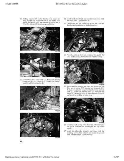Arctic Cat Wildcat X 4X UTV Service Manual sample page with technical illustrations