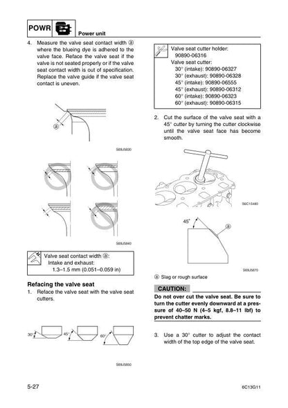 Yamaha F50F FT50G F60C FT60D Outboard Service Manual sample page showing repair procedures