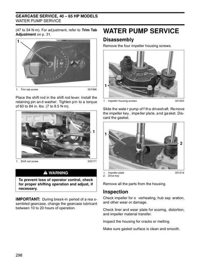 Evinrude 40-90 HP Outboard Service Manual sample page showing repair procedures