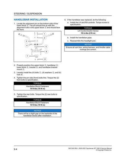 Polaris Sportsman XP 1000 ATV Service Manual sample page from the repair manual