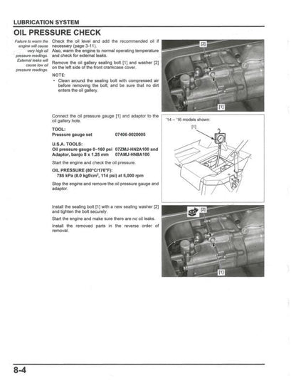 Honda Pioneer SXS700 M2/M4 UTV Service Manual sample page with technical illustrations