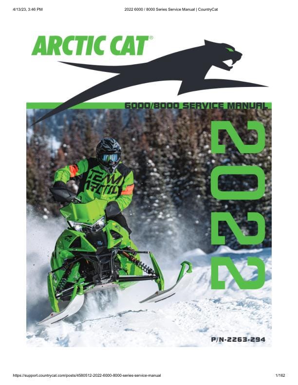 Arctic Cat Riot Norseman ZR Alpha One 6000 8000 Snowmobile Service factory service manual title page