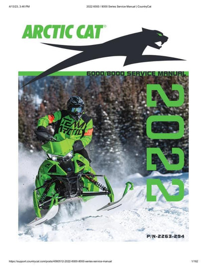 Arctic Cat Riot Norseman ZR Alpha One 6000 8000 Snowmobile Service factory service manual title page