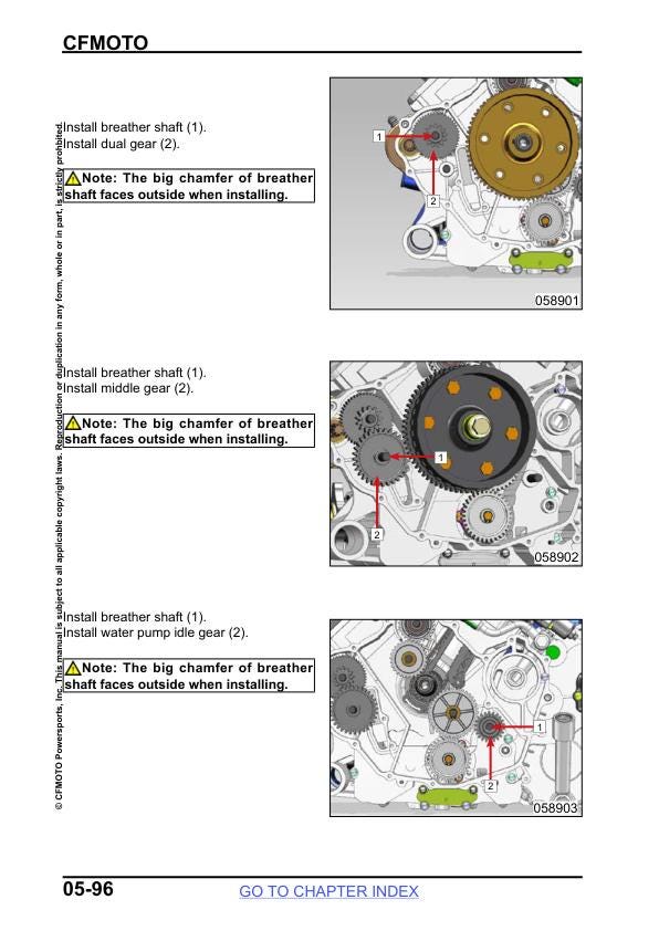 CFMOTO UFORCE 1000 UTV Service Manual sample page showing repair procedures