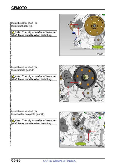 CFMOTO UFORCE 1000 UTV Service Manual sample page showing repair procedures