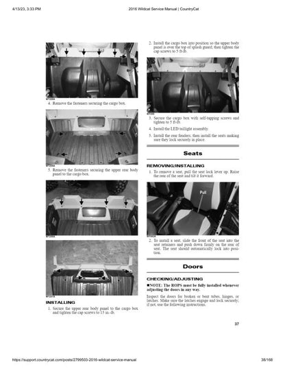 Arctic Cat Wildcat Sport 700 UTV Service Manual sample page with technical illustrations