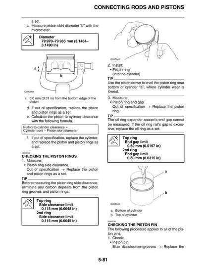 Yamaha MT-07 Motorcycle Service Manual sample page with technical illustrations