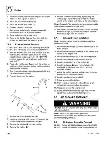 Caterpillar TL 1055 1255 Telehandler Service Manual sample page from the repair manual