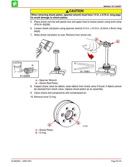 Mercury 30 40 EFI Outboard Service Manual sample page showing repair procedures