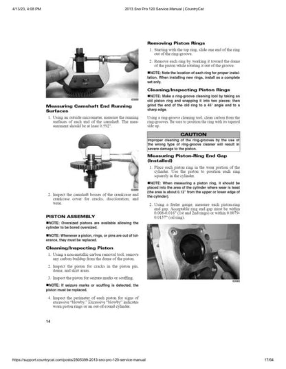 Arctic Cat Sno Pro 120 Snowmobile Service Manual sample page showing repair procedures