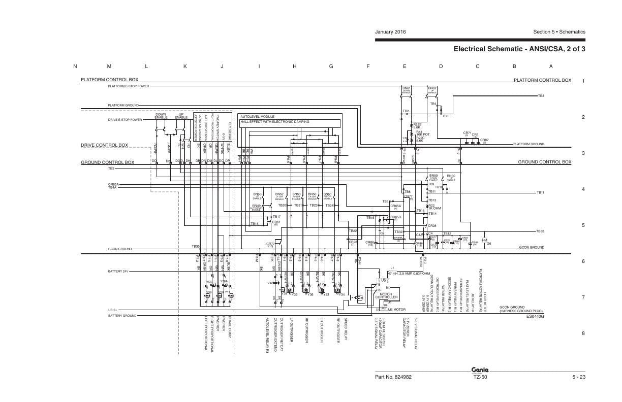Genie TZ 50 Towable Aerial Lift Service Manual sample page with service data and tables