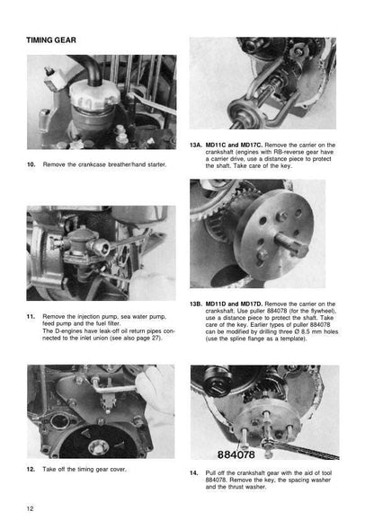 Volvo Penta MD11C MD17C MD11D MD17D Engine Service Manual sample page with diagrams and specifications