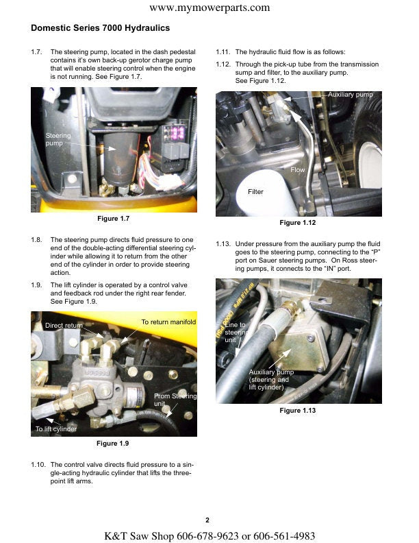 Cub Cadet Domestic 7000 Tractor Service Manual sample page showing repair procedures