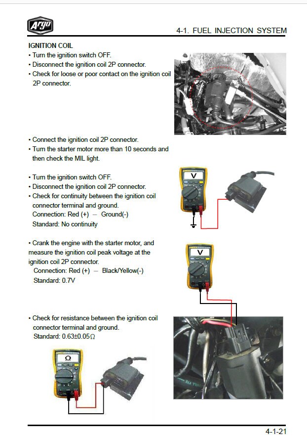 Argo XPLORER XR 500 UTV Service Manual sample page with diagrams and specifications