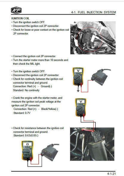 Argo XPLORER XR 500 UTV Service Manual sample page with diagrams and specifications
