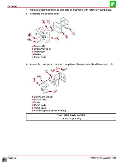 Mercury Mariner 9.9 15 Outboard Service Manual sample page with technical illustrations