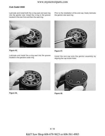 Cub Cadet 3000 Mower Service Manual sample page with diagrams and specifications