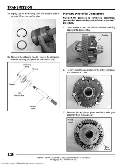 Polaris RZR 900 EPS XP XP4 UTV Service Manual sample page showing schematics and diagrams