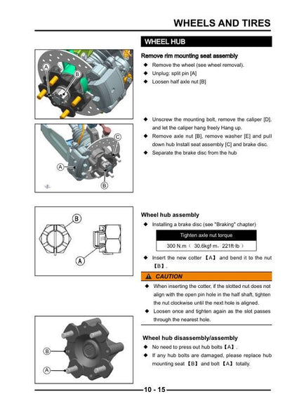 Segway Villain SSV SGW1000F UTV Service Manual sample page with service data and tables