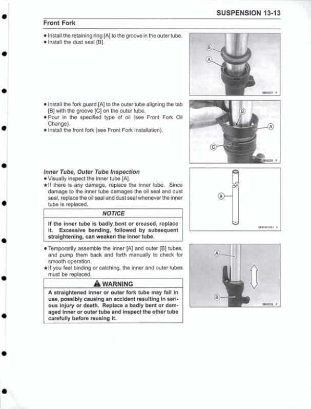 Kawasaki Ninja EX 400 GJ Motorcycle Service Manual sample page with technical illustrations