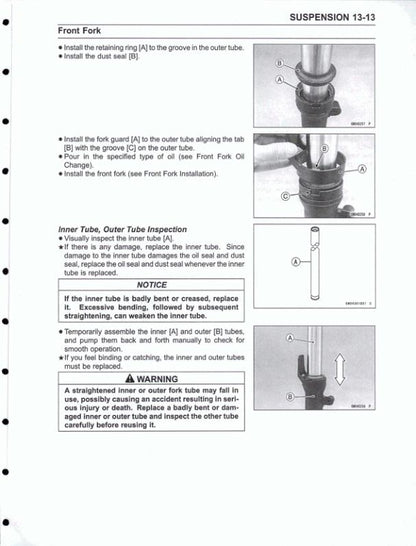 Kawasaki Ninja EX 400 GJ Motorcycle Service Manual sample page with technical illustrations