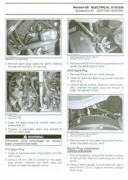 Skidoo REV XP XR Snowmobile Service Manual sample page with technical illustrations