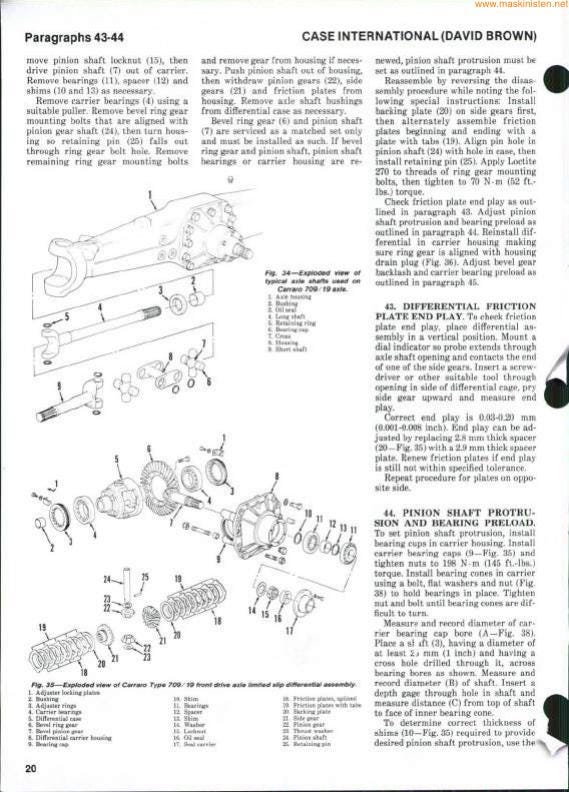 Case 1190 Wheel Loader Service Manual sample page with diagrams and specifications